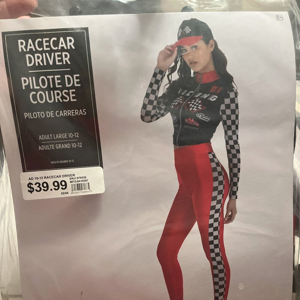 Adult Racecar Driver Costume New size Large 10 - 12